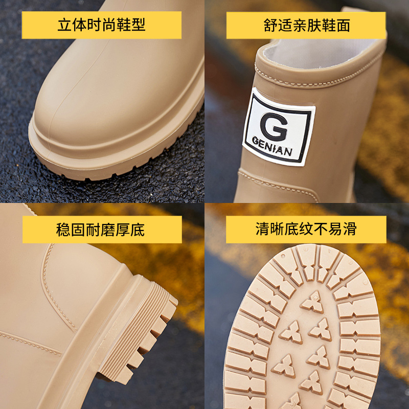 Botas de lluvia Augu Shiden para mujer, novedad de verano 2026, botines cortos de suela gruesa estilo Martin, botas de lluvia modernas para exteriores para adultos, estilo INS.