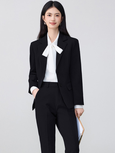 Gray suit set women's formal wear autumn new high-end sense university student job interview professional suit jacket