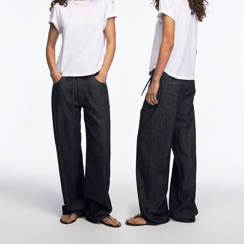 Non-fading cotton thin versatile loose slimming casual drawstring straight-leg long pants for daily casual commuting women's jeans Non-fading cotton thin versatile loose slimming casual drawstring straight-leg long pants for daily casual commuting women's jeans