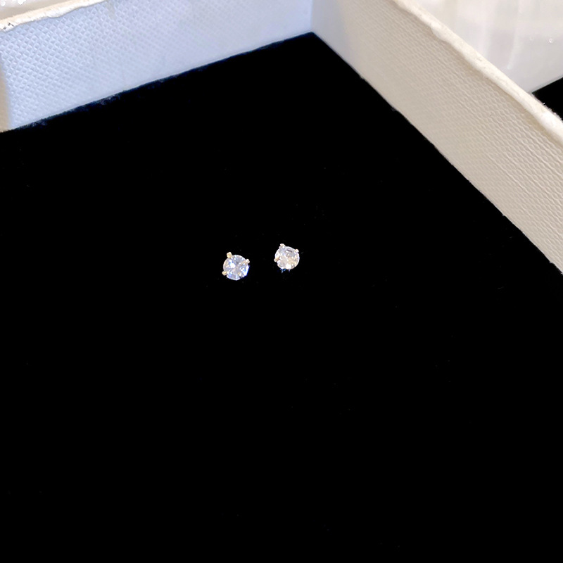 Aguja de plata para levantar agujeros para las orejas, pendientes cocleares sin picar, pendientes de circón femenino, pendientes de orejas pequeñas de sentido avanzado de nicho femenino