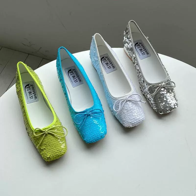Trend footwear, fashionable nail sequins with bow, shoes, Korean style, 2023, trend of season