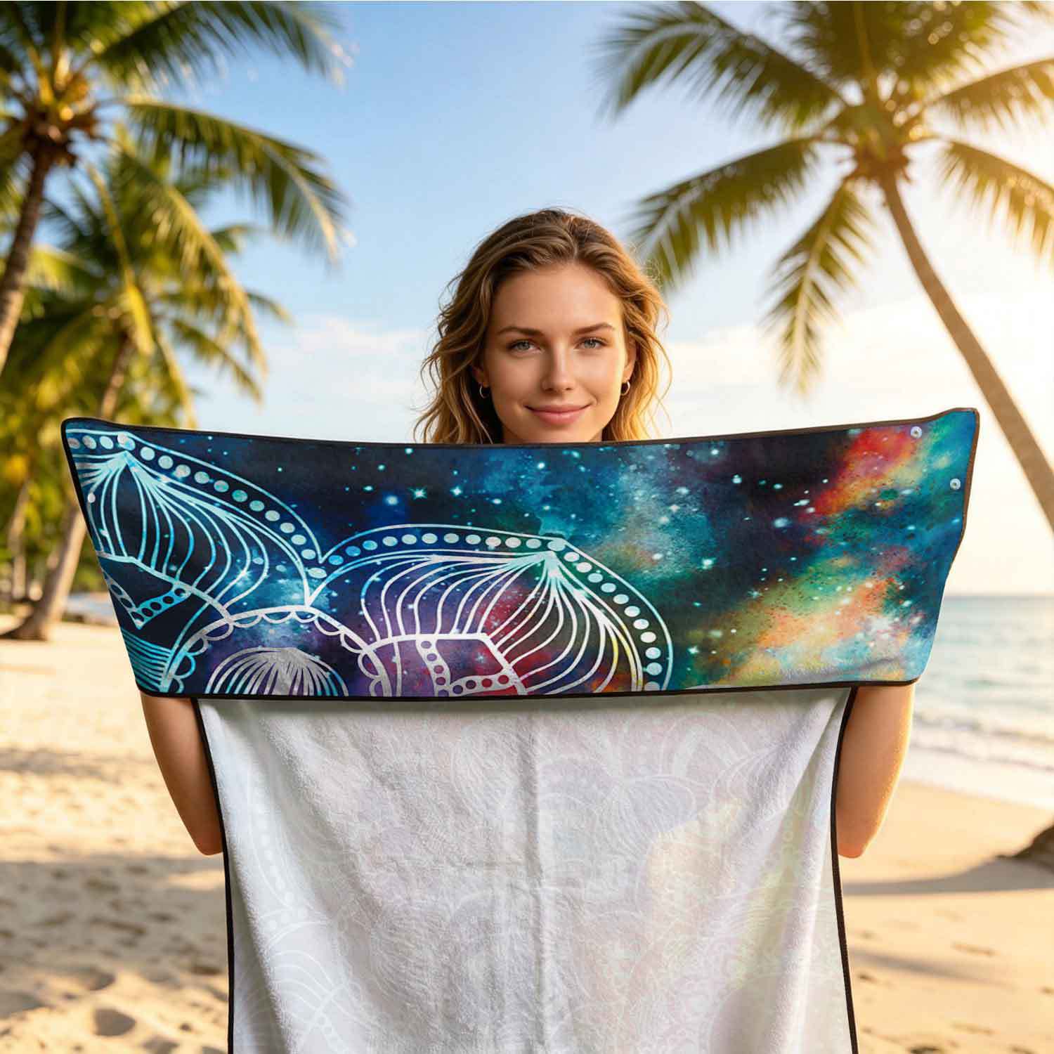 2-piece dual-use car seat cover, ultra-fine fiber, can be used as a beach towel, printed car protective seat cover 6