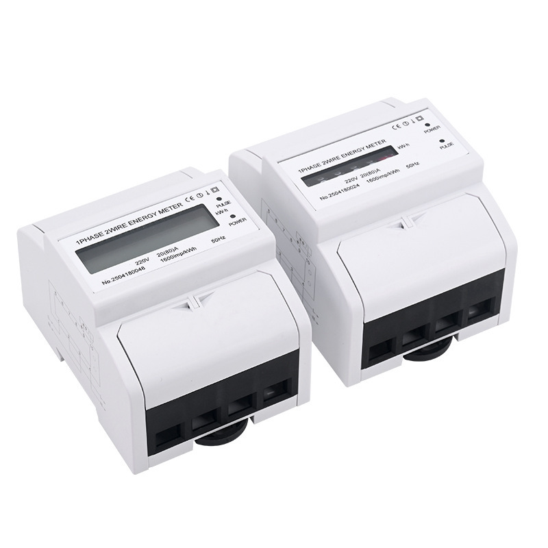 Transfronterizos medidor monofásico inglés guía de riel medidor de energía eléctrica 4P medidor electrónico 80A 100A LCD 230V