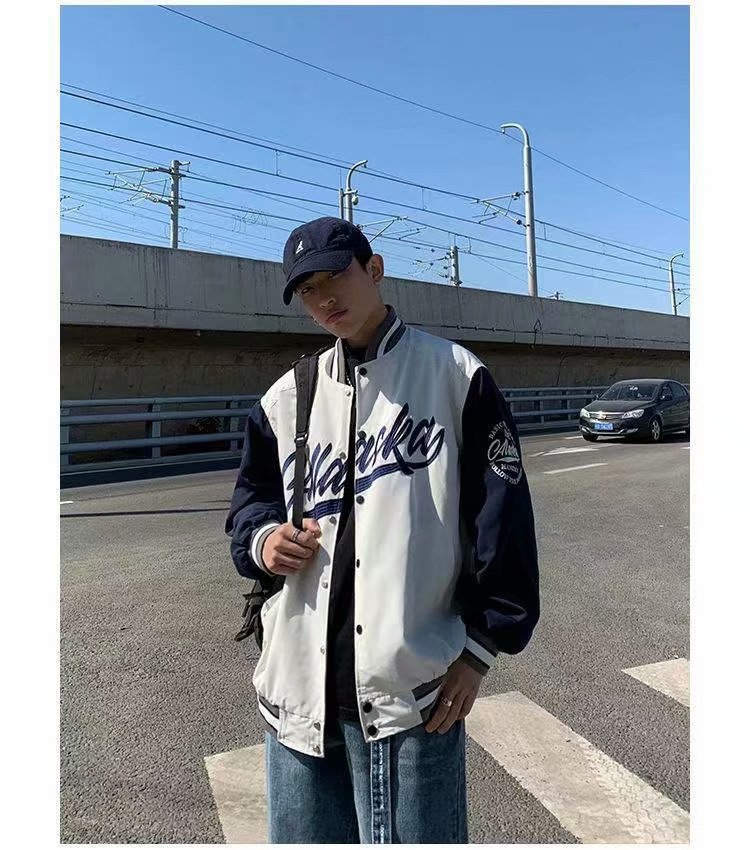 Baseball-Trikot 2023 Frühling Amerikanische Modemarke Farbe passende Coup Lose Student Trend Casual Mantel Herren_voghion.com