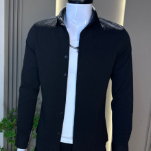 2025春秋季男士衬衫长袖韩版修身时尚休闲暗皱百搭轻奢帅气中袖衬