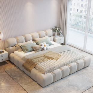 Fabric Bed Italian Minimalist Style 1.5 Double Technology Fabric Bed Modern Accessible Luxury Master Bedroom 1.8 Popular Puff Bed