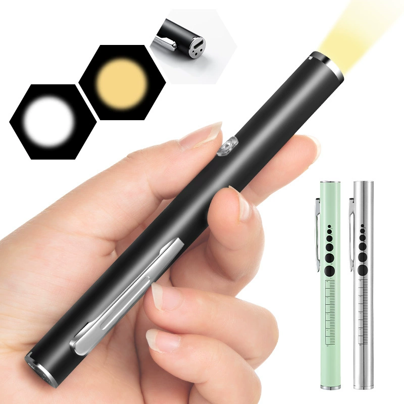 Желто-белый двойной свет полости рта и офтальмологический осмотр Специальный зарядный медицинский фонарики зрачок ручка светодиодная медсестра из нержавеющей стали утренний осмотр