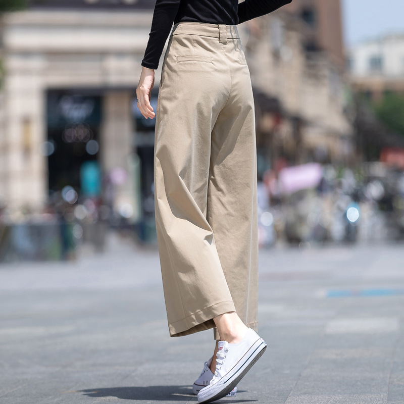 Short Cotton Pants for Petite Women, Summer Thin Style 2026 New High-Waisted Straight Wide-Leg Casual Pants