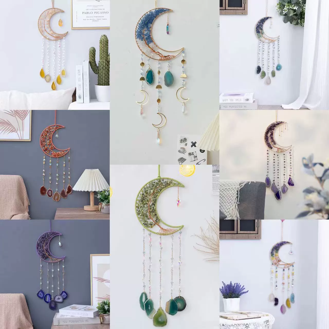 Внешняя торговля амазонка натуральный агат Кристалл гравий Ловец снов Древо жизни колокольчики кулон подарок на день рождения студента