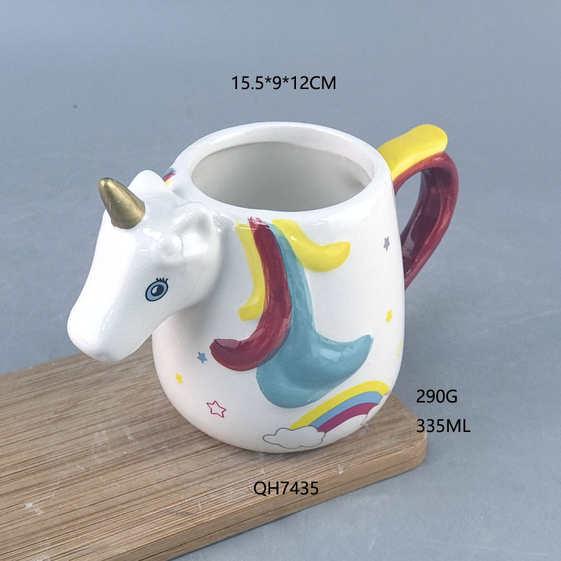 Unicornio creativo taza de cerámica de forma de animales taza de regalo de cumpleaños taza de agua regalo artesanal en stock