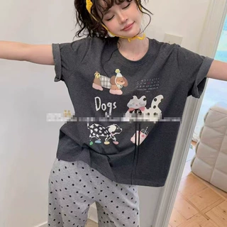 夏季新款可爱卡通腊肠狗短袖少女甜美可爱睡衣卡通爆款家居服套装