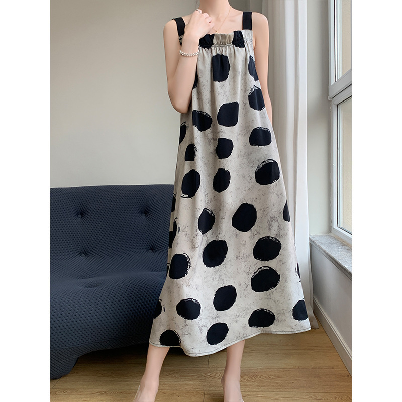 Silk Sling dress Women's Long Loose Slimming Vacation Style Chic Colorful Pleated Sling Skirt