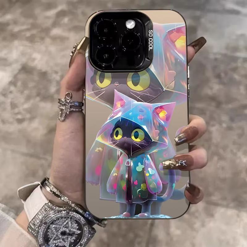 Apple 17Pro Phone Case Raincoat Kitten Iphone16 Electroplating Suitable for 13Promax Anti-Drop 15Promax