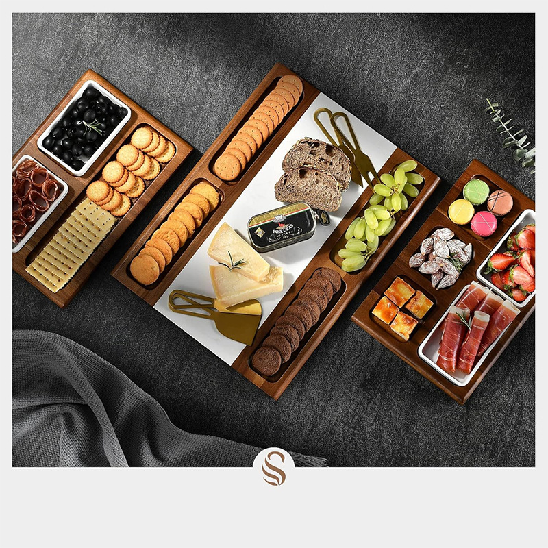 Tablero de queso de madera al por mayor, tabla de queso, tabla de cortar, antibacteriano y a prueba de moho, tabla de cortar para el hogar, bandeja de tabla de cortar, lujo ligero y avanzado