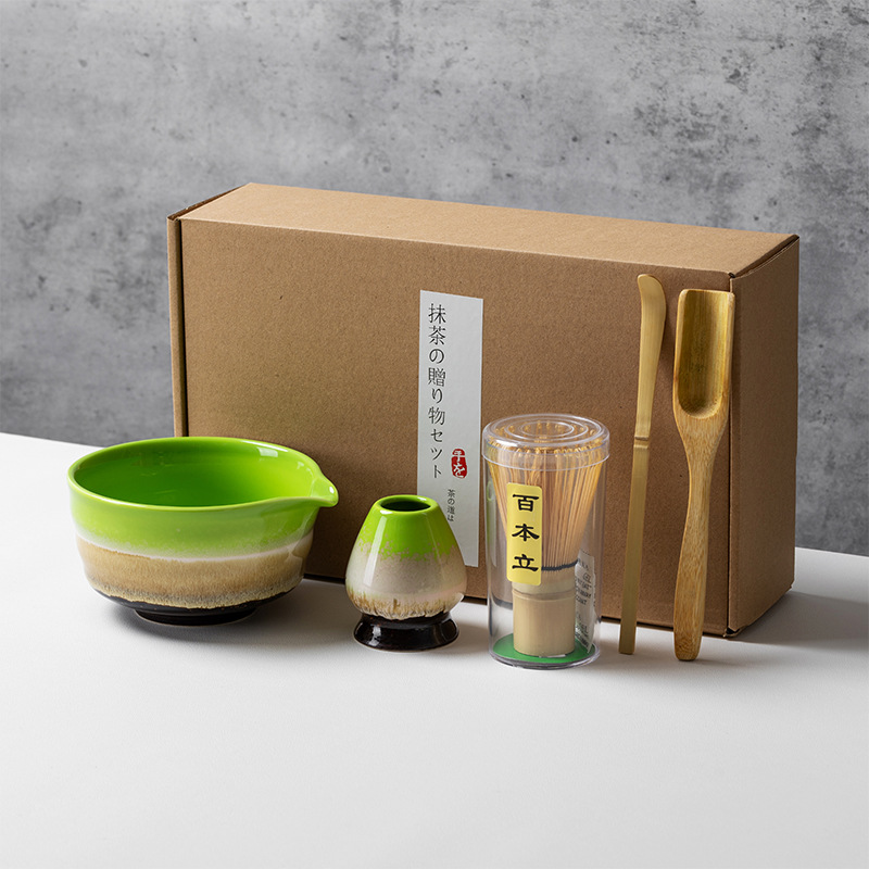 Juego de té matcha, juego de cuatro piezas de color matcha, juego de seis piezas, tazón de té japonés caliente de Amazon, tazón de matcha Baibenli