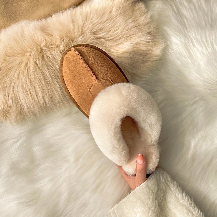 2025 Furry Slippers for Women's Outer Wear New Autumn and Winter Thick-Soled Snow Boots Baotou Outdoor Half-Cup Cotton Shoes