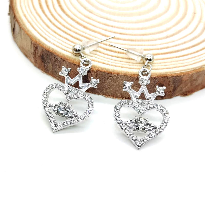 1 Piece 1 Pair Fashion Heart Shape Alloy Plating Inlay Artificial Rhinestones Women's Earrings Necklace display picture 1