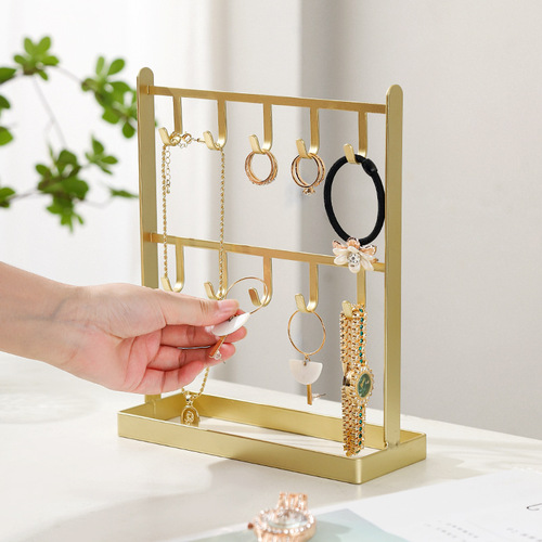 European-style hook jewelry stand desk vanity earring storage rack double-layer necklace organizer accessory jewelry display stand