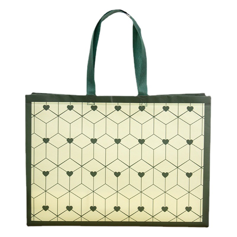 Amor verde recubierto bolso no tejido tienda de ropa bolso al por mayor simple elegante bolsa de compras bolsa de regalo