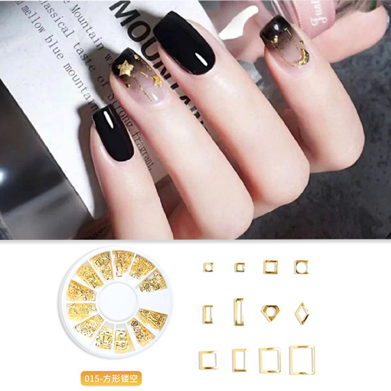 Transfronterizos para el remache de uñas japonés 12 placas de disco hueco de aleación de forma especial de estrella y luna mezclada decoración