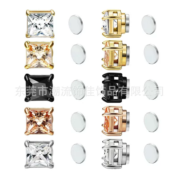 Factory direct price concessions for men and women popular fashion no ear hole iron suction zircon earrings earrings earrings