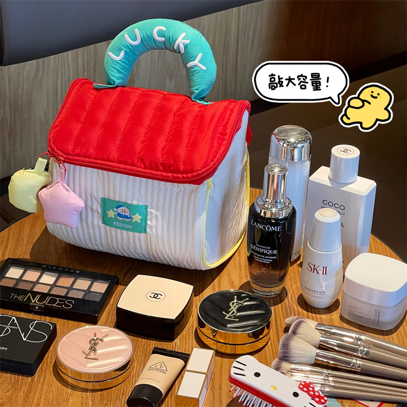 Bolsa de maquillaje de casa pequeña encantadora de gran capacidad de alta belleza portátil bolsa de viaje impermeable bolsa de almacenamiento de lavado gruesa