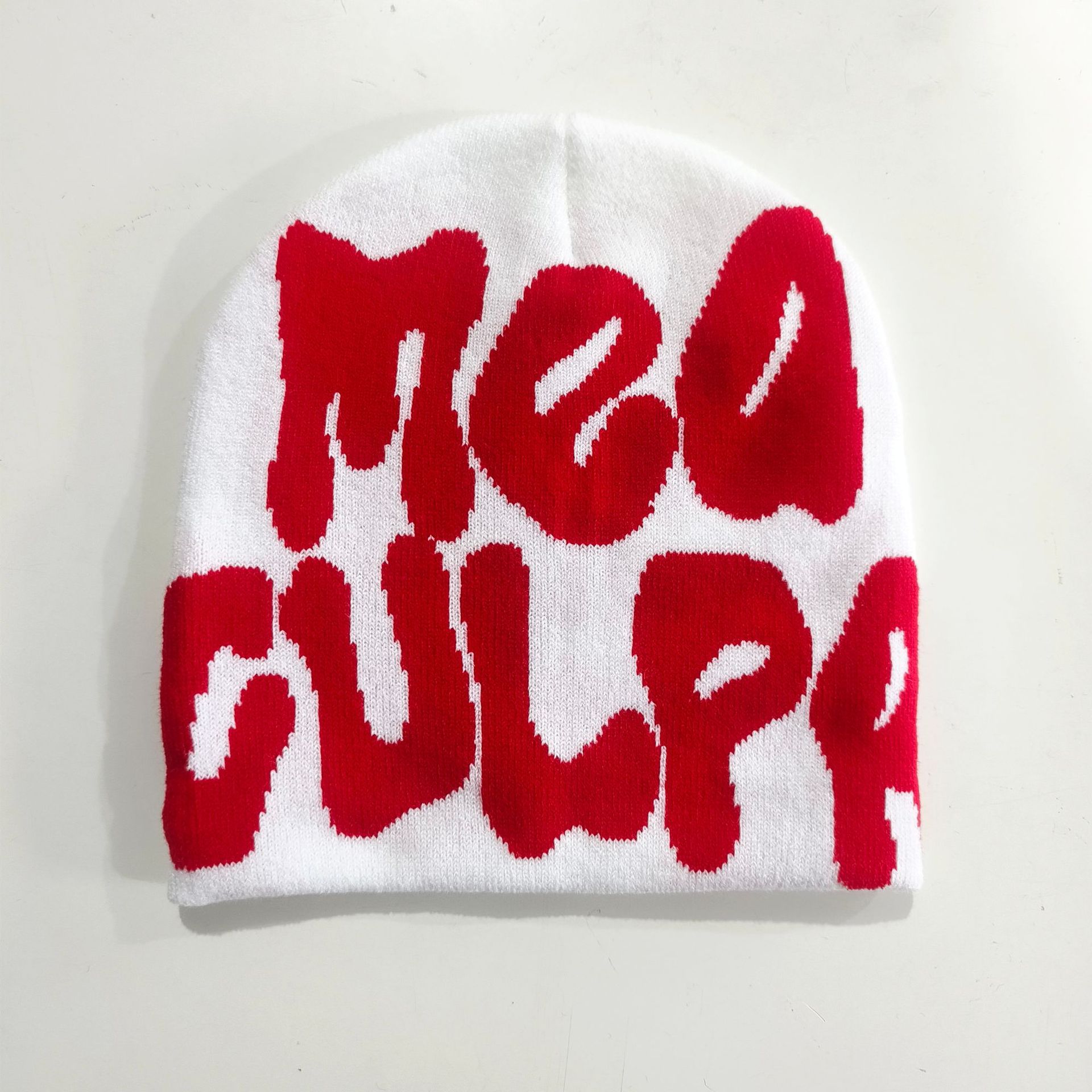Sombrero de punto explosivo transfronterizo, letra de hip-hop mea gorra de guisantes para hombres y mujeres, sombrero de lana jacquard cálido de invierno en la calle