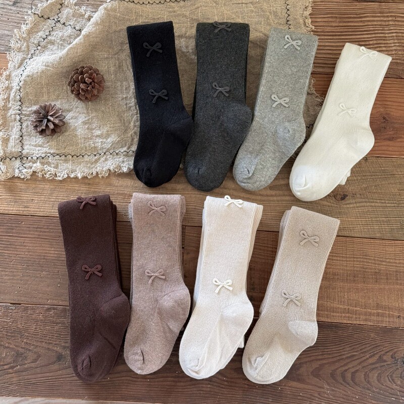 Children's spring and autumn tights, combed cotton leggings for girls, Korean-style fashionable bow-tie long socks Children's spring and autumn tights, combed cotton leggings for girls, Korean-style fashionable bow-tie long socks