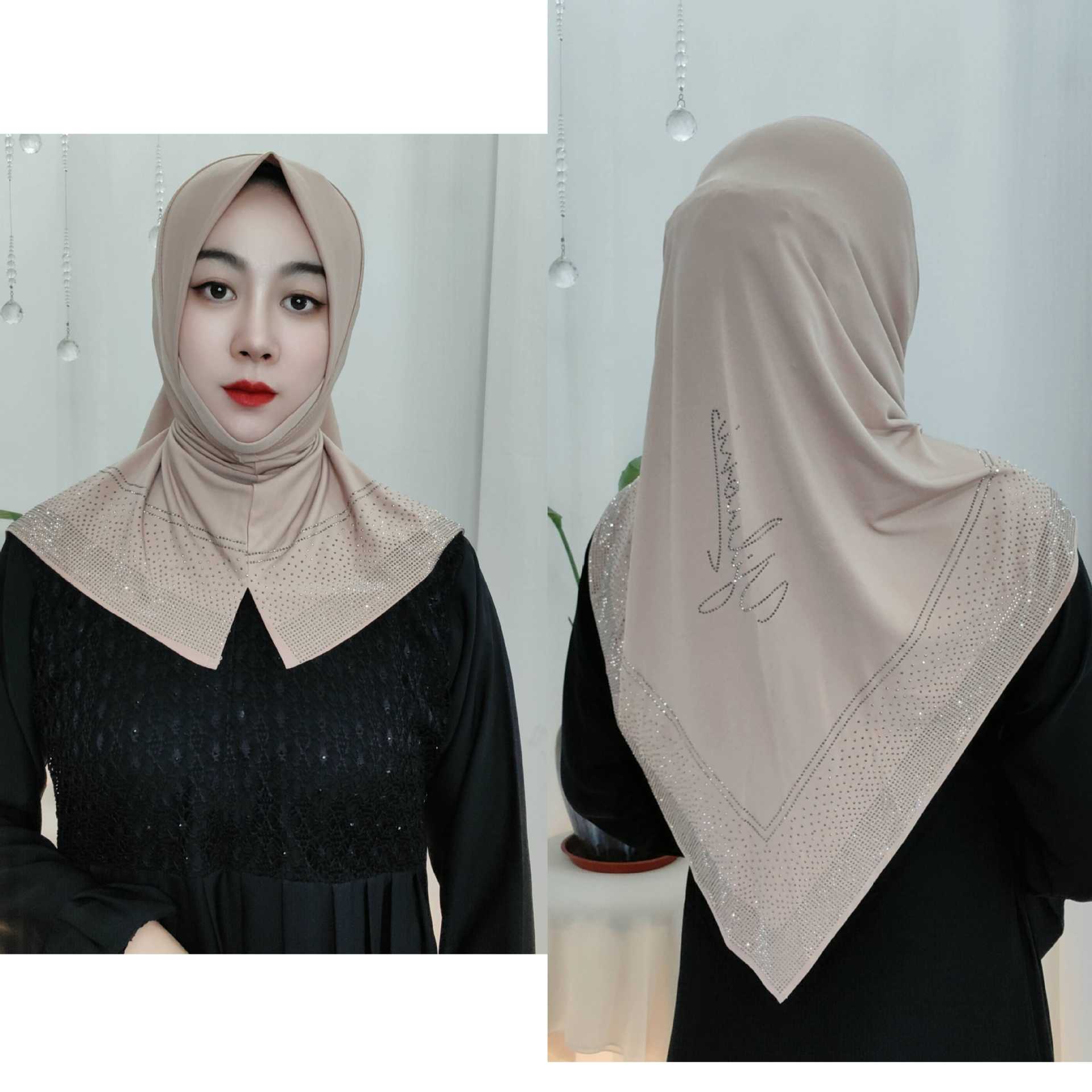 妮哈纱巾工厂（重工烫钻前开叉水晶麻软帽檐）新款围巾纱巾一件代