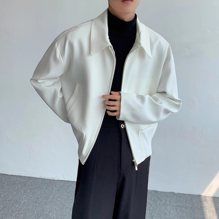 Casual Solid Color Lapel Jacket, Loose And Trendy Short Silhouette Versatile Jacket_voghion.com