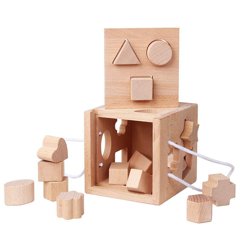 Montessori sensorial ayuda de enseñanza infantil juguetes de clasificación de geometría caja de entrada de geometría edición internacional