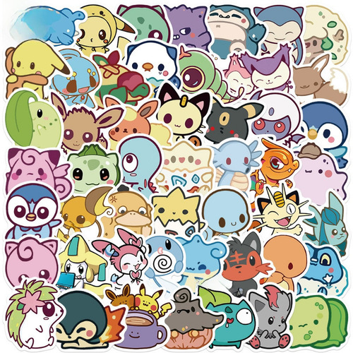 50 sheets of Q version pet Pokemon cartoon doodle stickers notebook hand account decoration DIY Pokemon sticker wholesale 