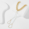 Trend metal chain, brand bracelet, long jewelry from pearl, accessory, European style