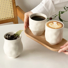 日式小众咖啡杯复古白色陶瓷杯拿铁杯感杯子手握品鉴杯闻香杯