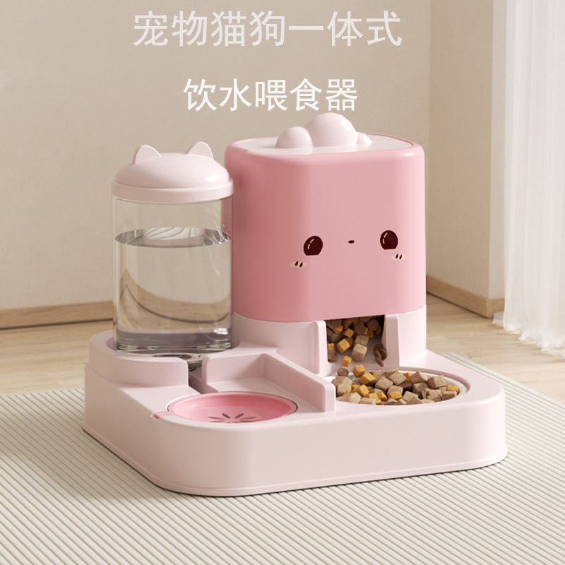 고양이 물 디스펜서 자동 피더 유니버설 더블 볼 주전자 식품 분지 뒤집는 개 그릇 애완 동물 용품