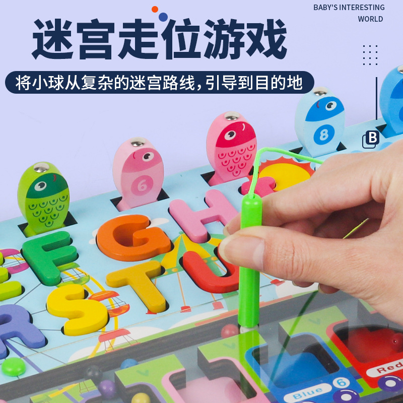 Educación temprana número emparejado laberinto de color tipo de bolígrafo para caminar tablero de logaritmo juguetes de bloques para niños pequeños