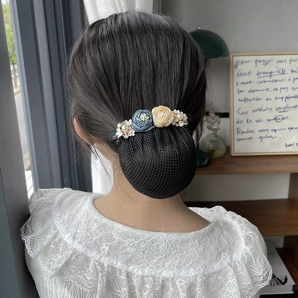 Nurse Elegant Professional Head Flower Women's 2025 New Hair Net Korean Style Stewardess Bank Hair Net Pocket Work Hair Accessories