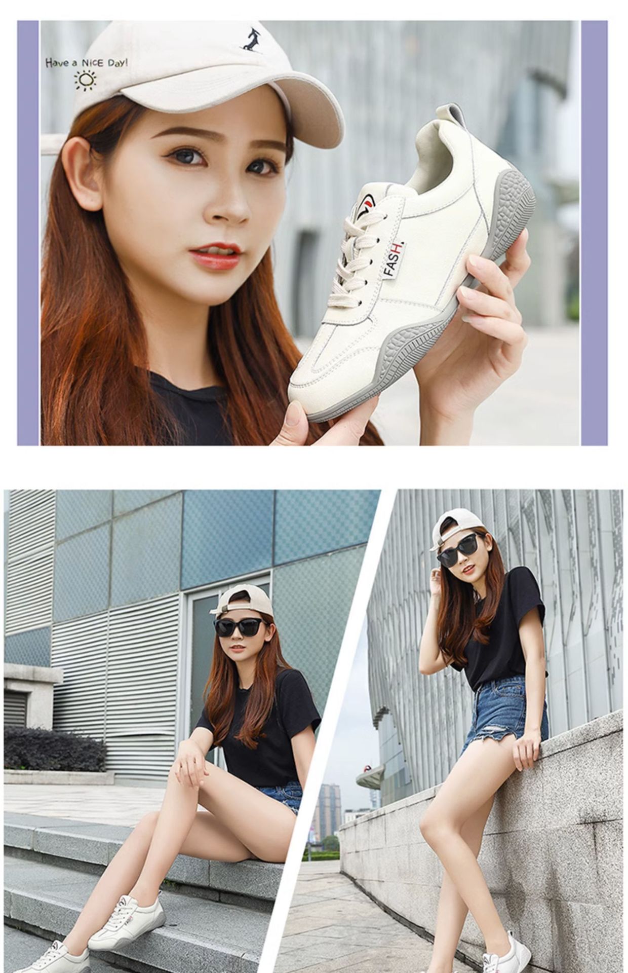 Giày sneaker nữ da thật trắng đế dày thoáng khí mùa hè 2025 — DH58219 màu trắng/kiểu dáng mỏng thoáng khí mùa hè/giày cao gót 3cm, DHM58231 màu trắng/mùa thu đông cộng với kiểu nhung/chiều cao gót 3,5cm, DH58231 Trắng/Phong cách Xuân Thu/Chiều cao gót 3.5cm, DH 58219m Màu Xám/Phong Cách Mỏng Thoáng Khí Mùa Hè/Chiều Cao Gót 3cm chi tiết 3