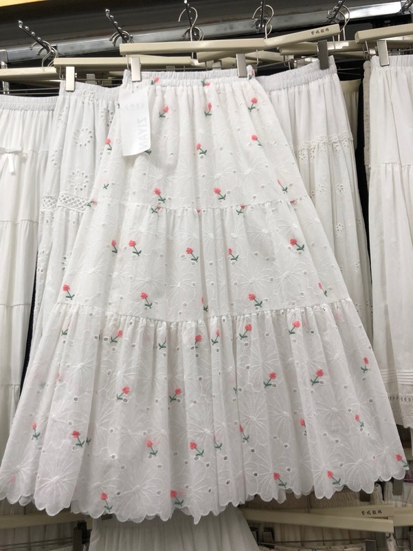 小さな新鮮な刺繍花綿スカートレーススカート女性のための 2025 春夏甘いミッドレングス A ラインスカート傘スカート|undefined