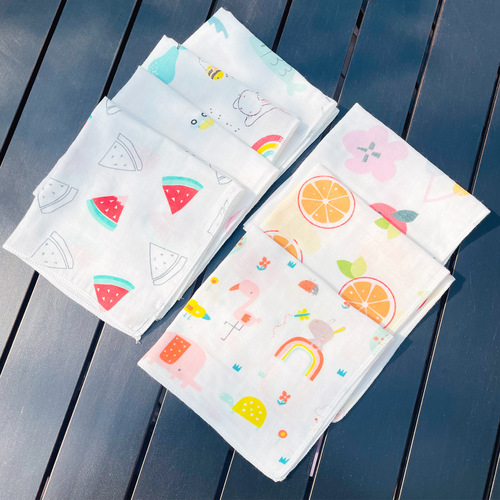 High-density 31*31 square towel cotton printed gauze saliva towel feeding towel cotton baby handkerchief baby hand towel