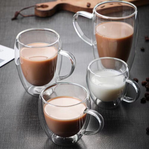 Home Transparent Double-Layer Glass Cup Creative Heatproof Flower Tea Cup Insulating Double-Layer Glass Milk Juice Coffee Cup