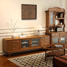 法式复古樱桃木电视柜简约组合地柜客厅展示柜储物柜全实木影视柜