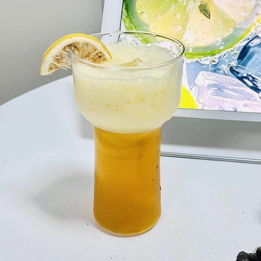 Taza de antorcha transparente de alto borosilicato de silicio individual en hielo estilo americano simple copa de agua de burbuja bebida taza de jugo de fruta bebida fría