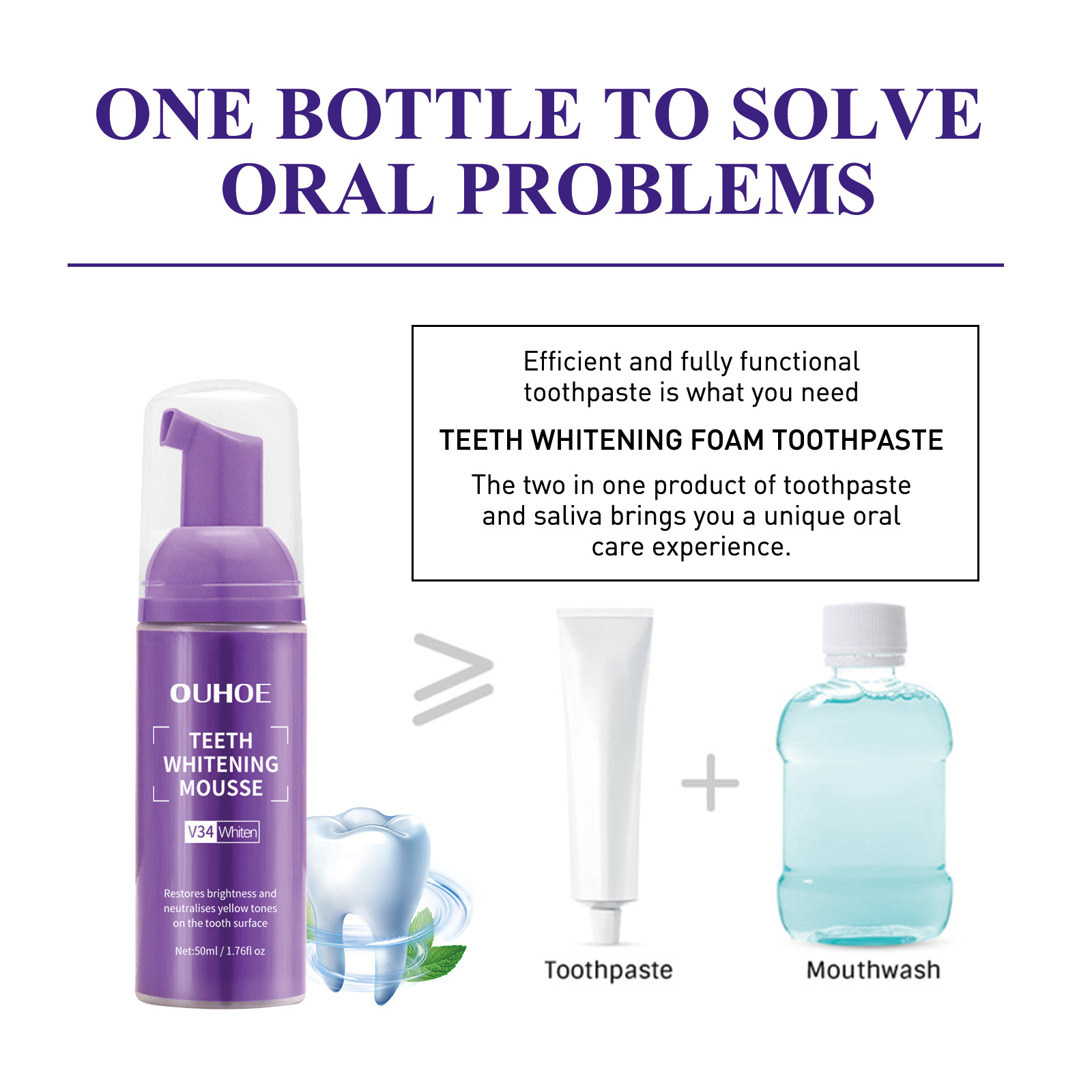 OUHOE Mus Zahnpasta, Mundreinigung und -pflege, Schmutz entfernen, Gelb, erfrischender Atem, Zähne aufhellen 2024_voghion.com
