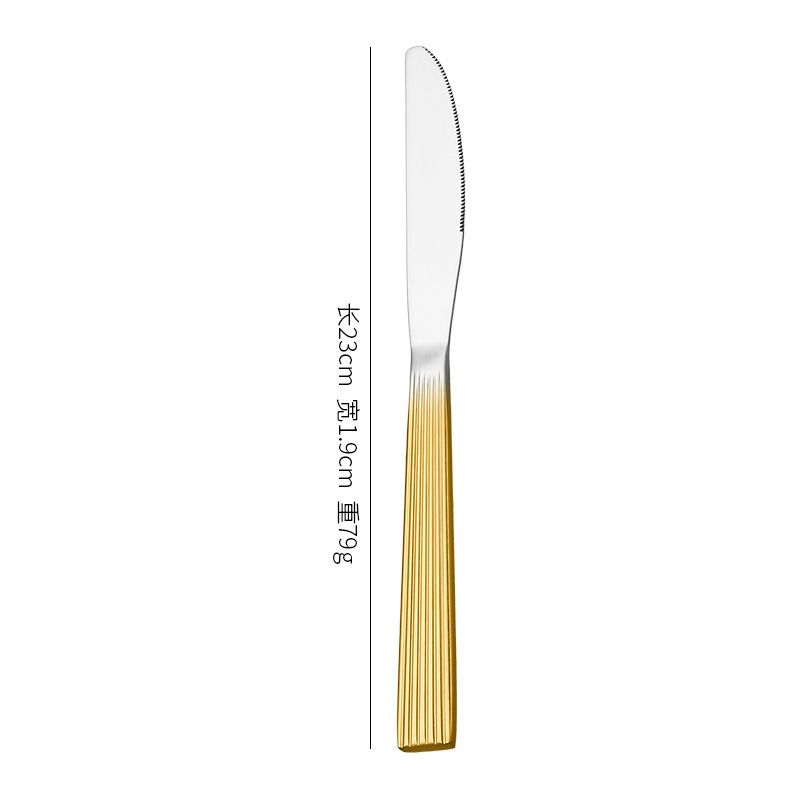 Comercio exterior de alta calidad cuchillo de acero inoxidable tenedor cuchara set lujo ligero cubiertos de carne cuchillo de postre cucharas de viento de alto nivel