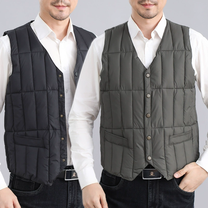 Осенне-зимний хлопковый жилет папы, теплый жилет на подкладке, хлопковый жилет для мужчин среднего и пожилого возраста для пожилых людей