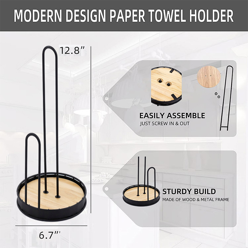 Estante de papel de cocina simple vertical, estante de servilletas de papel de cocina, estante de almacenamiento de servilletas de escritorio creativo para el hogar sin perforación