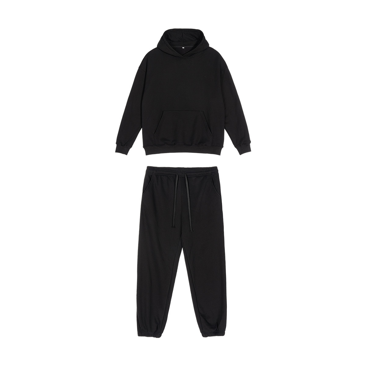 ETAI hombre 380G otoño y invierno con sudadera encapuchada simple color sólido tipo suelto hombre y mujer juego de dos piezas casuales