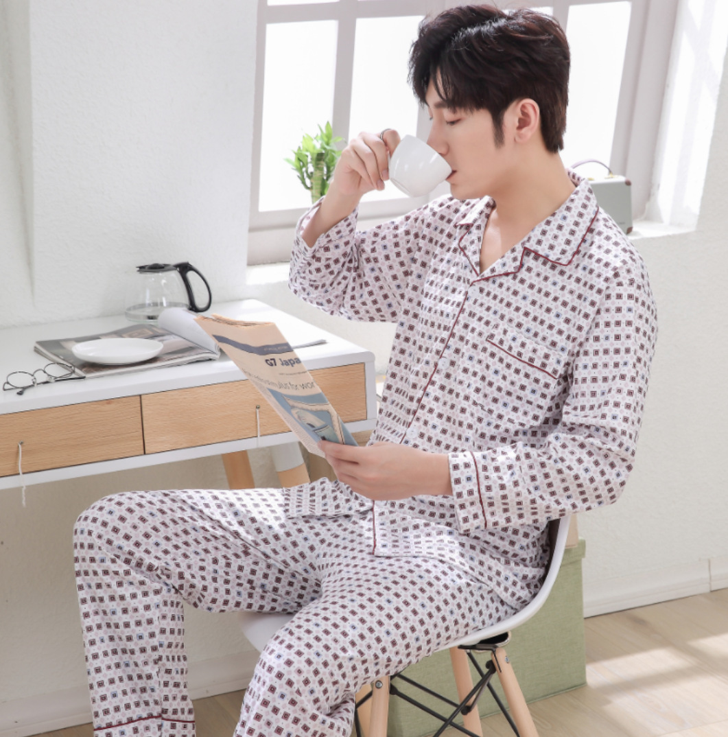 Pijamas de manga larga de verano Delgado casual simple traje homewear pijamas más tamaño cardigan pequeña solapa primavera y otoño