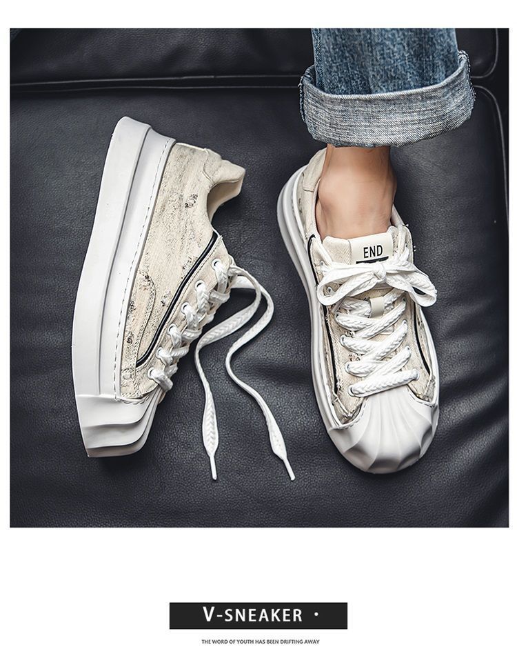 ShoeGlobe Canvas Herren-Sneaker 2025 mit neuer Shell-Toe-Zehenkappe – Sportschuhe für Jugendliche, rutschfest, trendig, für den Winter, Freizeit und Freizeit._voghion.com